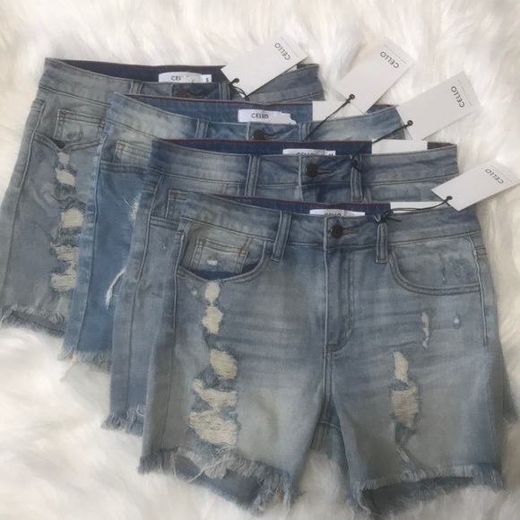 SALE NWT Cello Distressed Denim Shorts LW - Picture 2 of 6